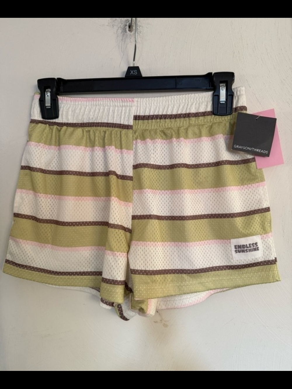 Grayson Threads Olive & Pale Pink Striped Athletic Shorts